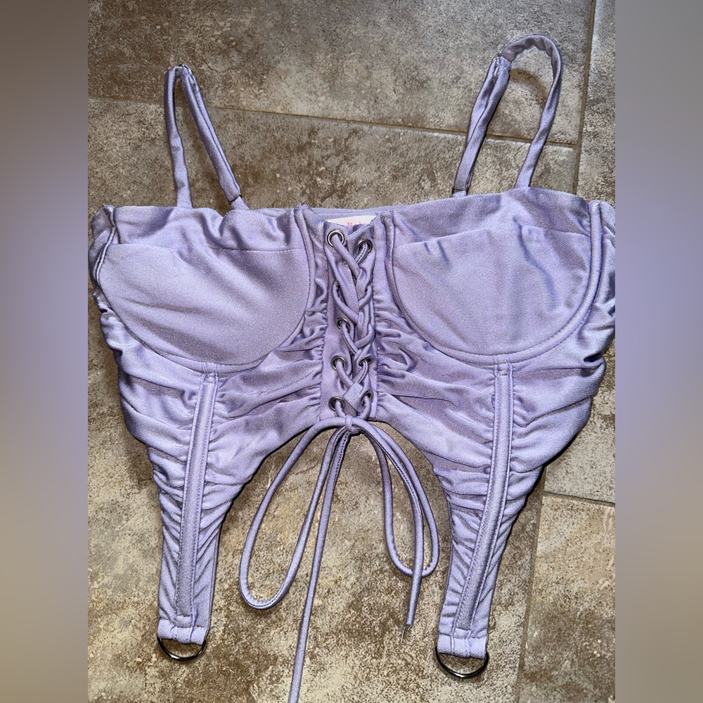 Hot and Delicious purple tie crop corset